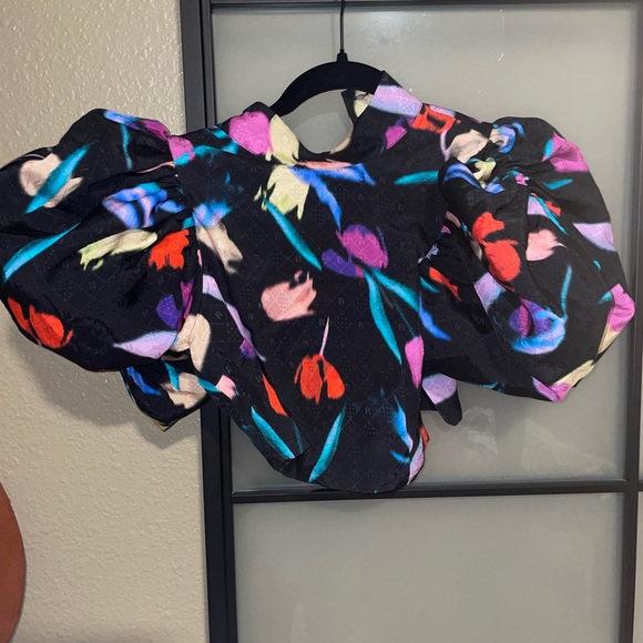 Rotate Birger Christensen Dusk Puffed Sleeve Top - Picture 4 of 6